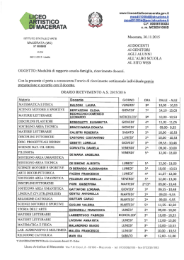 Orario di ricevimento docenti a.s. 2015/2016