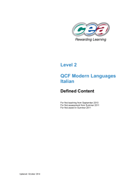 Level 2 QCF Modern Languages Italian Defined Content