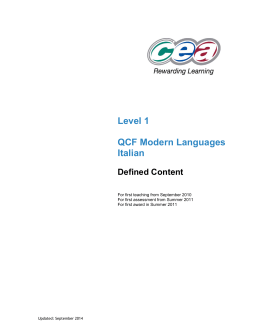 Level 1 QCF Modern Languages Italian Defined Content