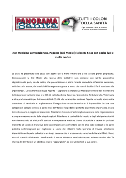 Acn Medicina Convenzionata, Papotto (Cisl Medici): la bozza Sisac
