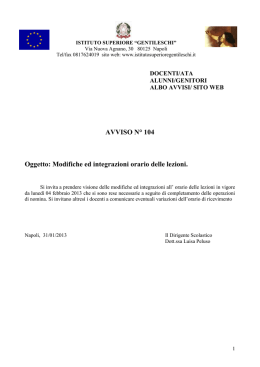 Modifiche ed integrazioni orario delle lezioni.