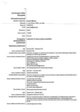 Curriculum Vitae - CRA - Consiglio per la Ricerca e la