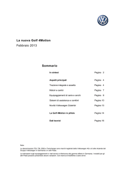 Scarica la Cartella Stampa di Volkswagen Golf 4Motion