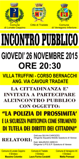 La polizia di prossimit&agrave; e la sicurezza partecipata come strumento di