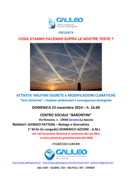 ATTIVITA` MILITARI SEGRETE e MODIFICAZIONI CLIMATICHE