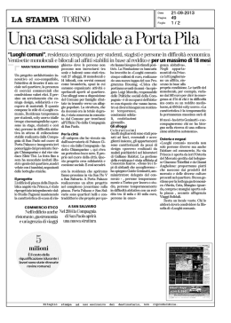 La Stampa, edizione Torino, del 21 settembre 2013
