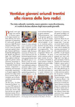 Ventidue giovani oriundi trentini alla ricerca delle