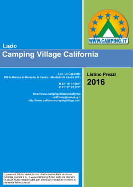 Listino Prezzi Camping Village California