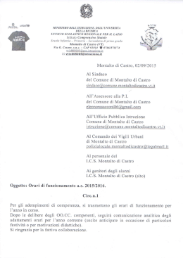Circolare n.1 ORARI DI FUNZIONAMENTO ISTITUTO