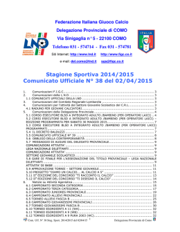 Stagione Sportiva 2014/2015 Comunicato Ufficiale N° 38 del