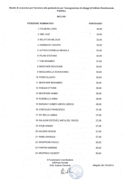 XIV aggiornamento graduatoria provvisoria