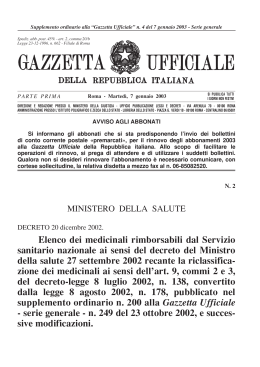 Decreto 20 dicembre 2002 - Prontuario Farmaceutico