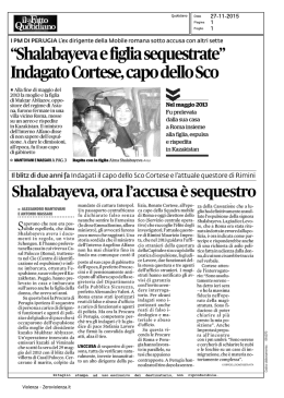 &ldquo;Shalabayeva e ﬁglia sequestrate&rdquo;