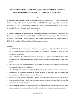 convenzione per l`utilizzo congiunto dell`archivio deposito di via