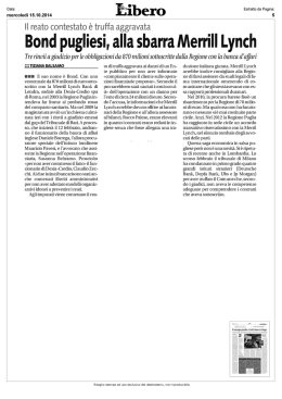 Bond pugliesi, alla sbarra Merrill Lynch
