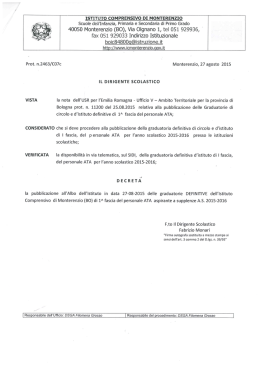 Decreto pubblicazione graduatoria definitiva I fascia Personale ATA