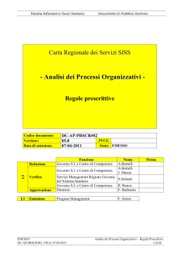 Analisi dei Processi Organizzativi - Regole prescrittive