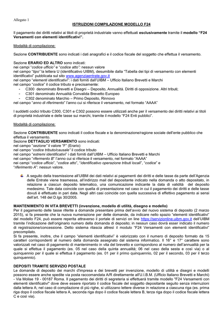 MODELLO F24 ELEMENTI IDENTIFICATIVI DA SCARICARE