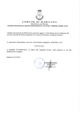 PROVINCIA DI PISTOIA POLIZIA MUNICIPALE, SERVIZI