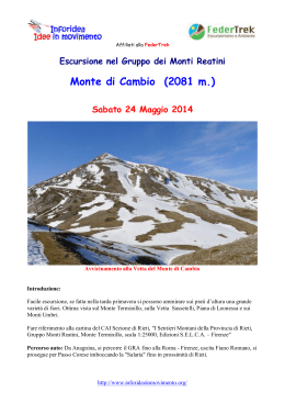 Escursione nel Gruppo dei Monti Reatini Monte di Cambio (2081 m.)