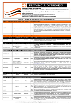 offerte di lavoro aggiornate al 10 dicembre 2014