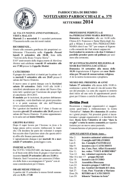 NOTIZIARIO PARROCCHIALE n. 375