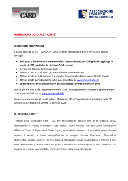 MONDADORI CARD ALI &ndash; COS`E` DESCRIZIONE CONVENZIONE Il