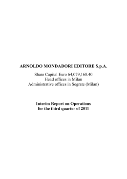 Interim report on the year to 30 September 2011