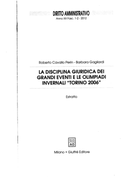La disciplina giuridica dei grandi eventi e le olimpiadi invernali
