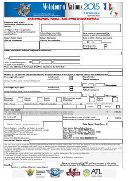 REGISTRATION FORM &ndash; BULLETIN D`INSCRIPTION Tel no. in case