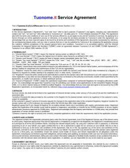 Tuonome.it Service Agreement - Registrazione Domini Internet by