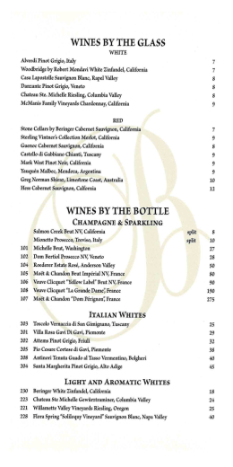 enjoy our unique wine list