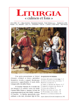 Dicembre 2008 - Anno 1 - Liturgia “culmen et fons”
