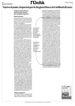 Nuovo Senato, risparmi per le Regioni fino a 114 milioni di euro
