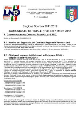 Stagione Sportiva 2011/2012 COMUNICATO UFFICIALE N&deg; 36 del