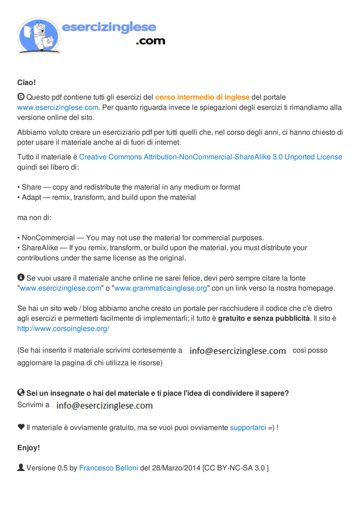 Ciao Questo Pdf Contiene Tutti Gli Esercizi Del