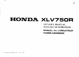 &Uuml;WNER`S MANUAL - Honda Motorcycles