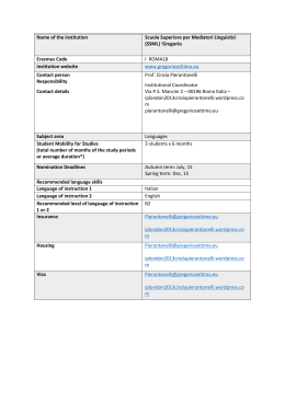 Name of the institution Scuola Superiore per Mediatori Linguistici