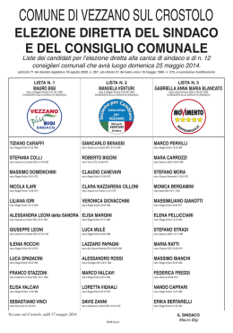 Lista dei candidati - Comune di Vezzano sul Crostolo