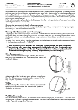 V ZUG AG J282.70 0 Der W&auml;rmepumpe W&auml;schetrockner wird mit