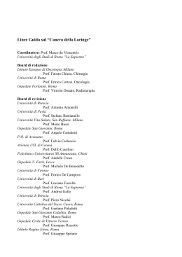 Linee Guida sul &ldquo;Cancro della Laringe&rdquo;