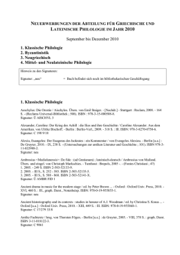 Neuerwerbungen September - Dezember 2010