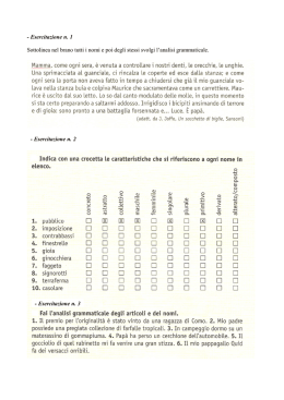 - Esercitazione n. 1 Sottolinea nel brano tutti i nomi e poi degli stessi