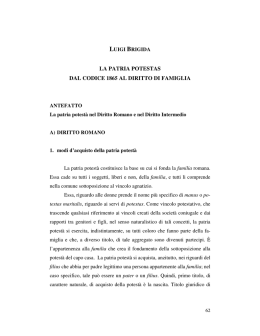 LA PATRIA POTESTAS DAL CODICE 1865 AL