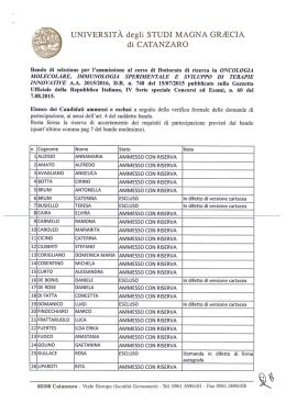 Selezione per l`ammissione al corso di Dottorato di ricerca in