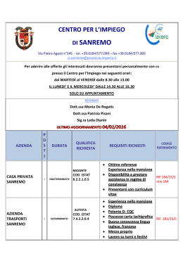 Sanremo - Lavoro - Sito Ufficiale della Provincia di Imperia