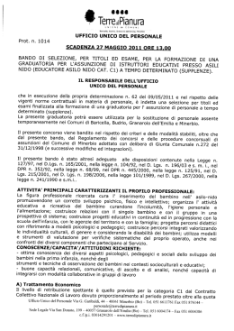 ufficio unico del personale scadenza 27 maggio 2911