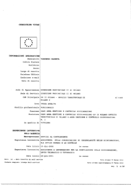 CURRICULUM VITAE INFORMAZIONI ANAGRAFICI