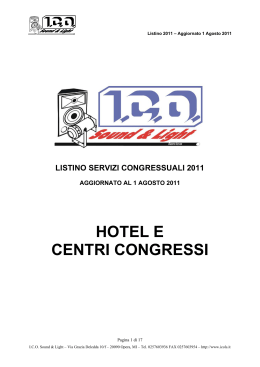 Listino Hotel e Congressi Agosto 2011
