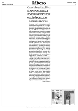 Nomine municipalizzate dove c`era la lottizzazione ora c`&egrave; la